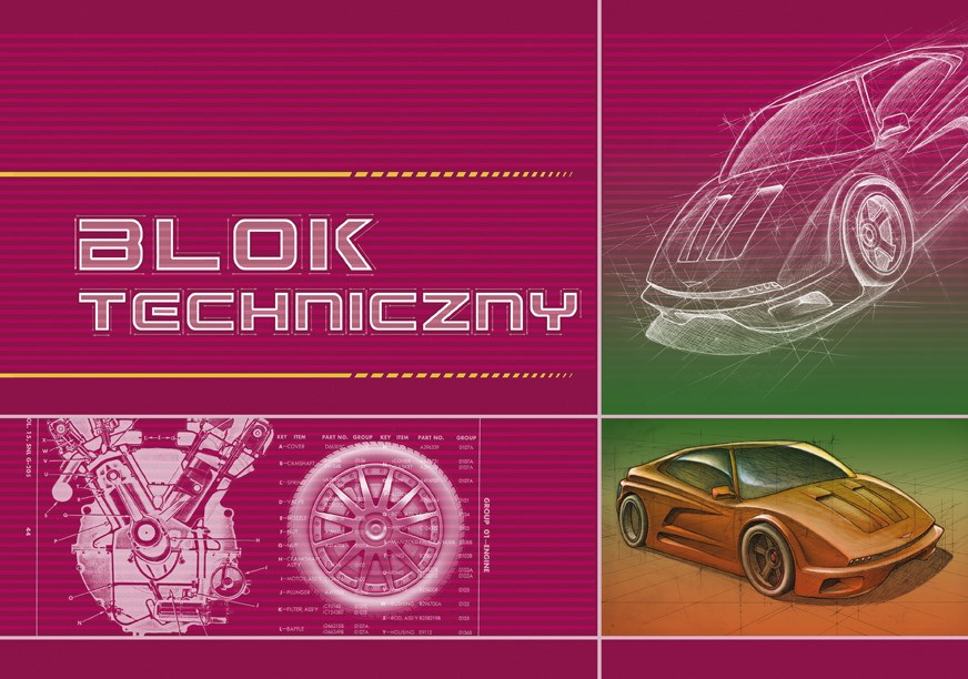 Blok techniczny A4 10k. biały Kreska